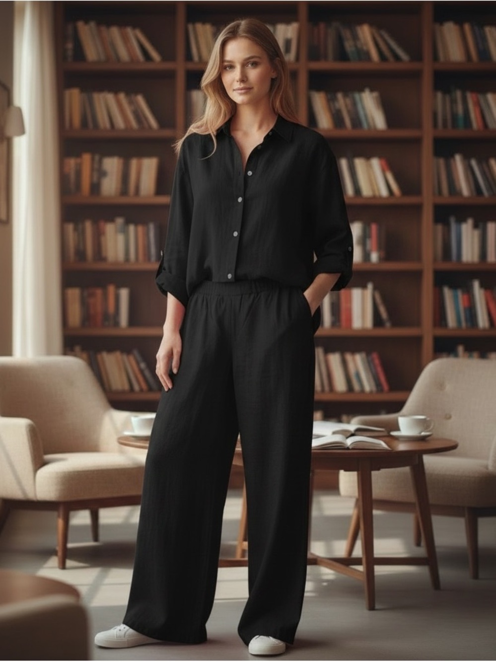 Women’s Black Wide-Leg Jumpsuit - Picture 1 of 1